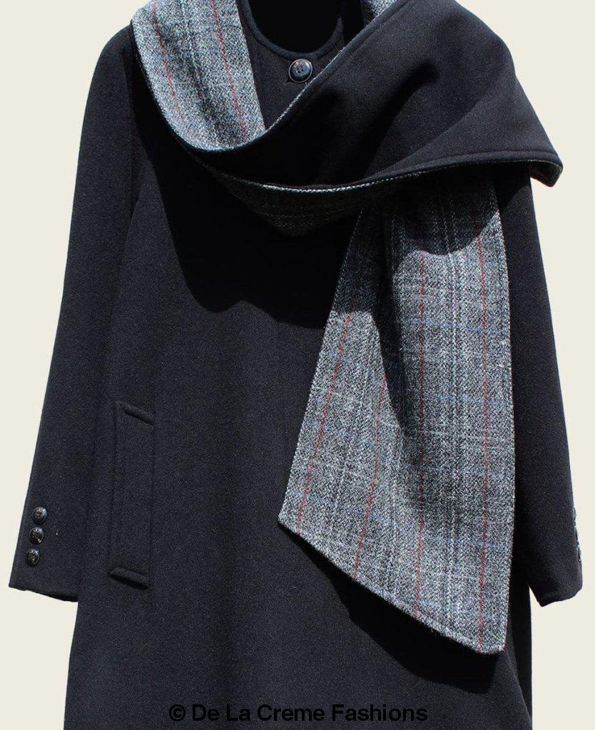 SCARPIA - Wool & Cashmere Overcoat With Scarf Detail made in uk - Great Hall Collections House