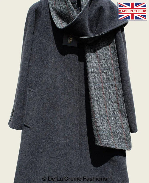 SCARPIA - Wool & Cashmere Overcoat With Scarf Detail made in uk - Great Hall Collections House
