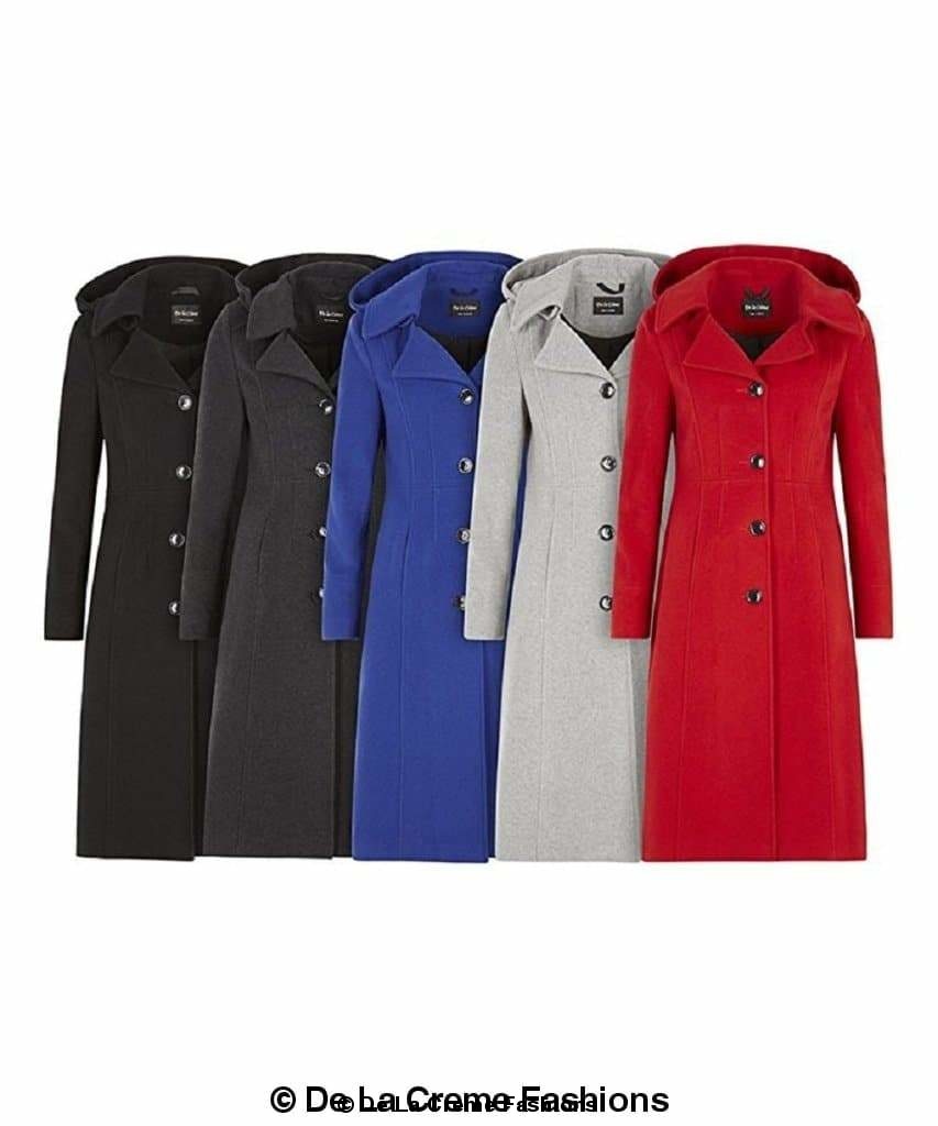 Wool Blend Hooded Mid Length Coat (1704) - Great Hall Collections House