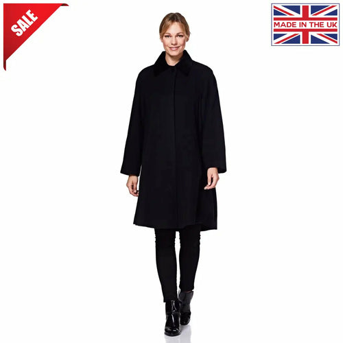 Wool Blend Oversized Velvet Trim Swing Coat (8026) - Great Hall Collections House